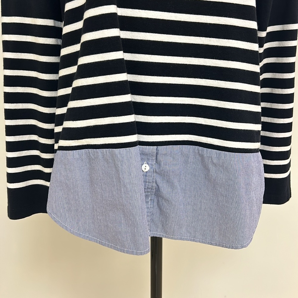 Elliott Lauren Black, White and Blue Striped Top, Size M - Picture 4 of 10